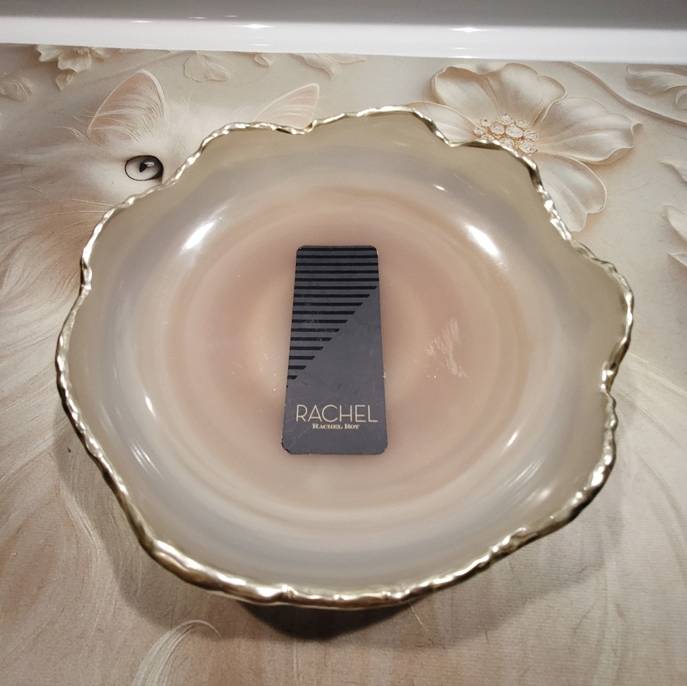 Rachel Gold Rimmed 1.75 × 7.5 Inch Decorative Bowl.. DOES HAVE SCRATCH ON TOP